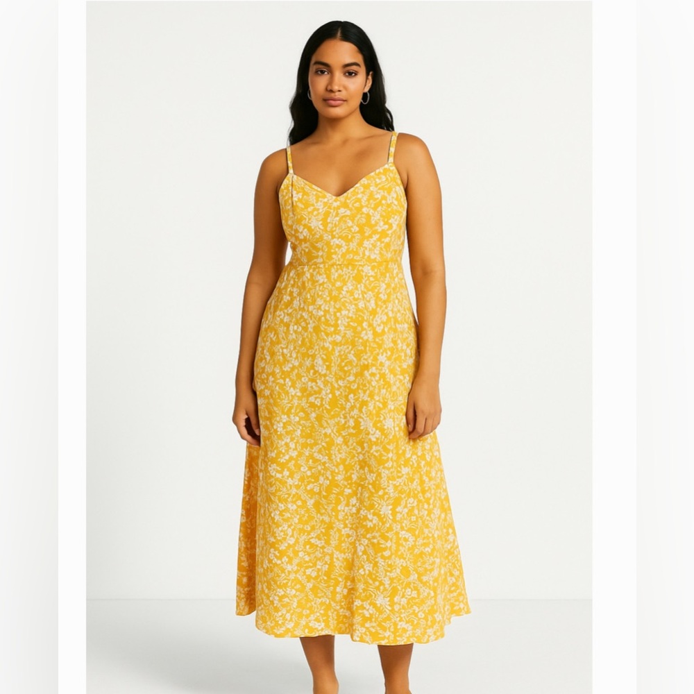 Old Navy Floral yellow midi length sundress